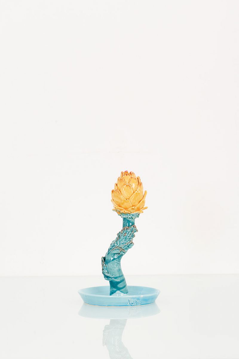 Artichoke Candleholder  (marigold and sage)  Lola Montes  pic-1