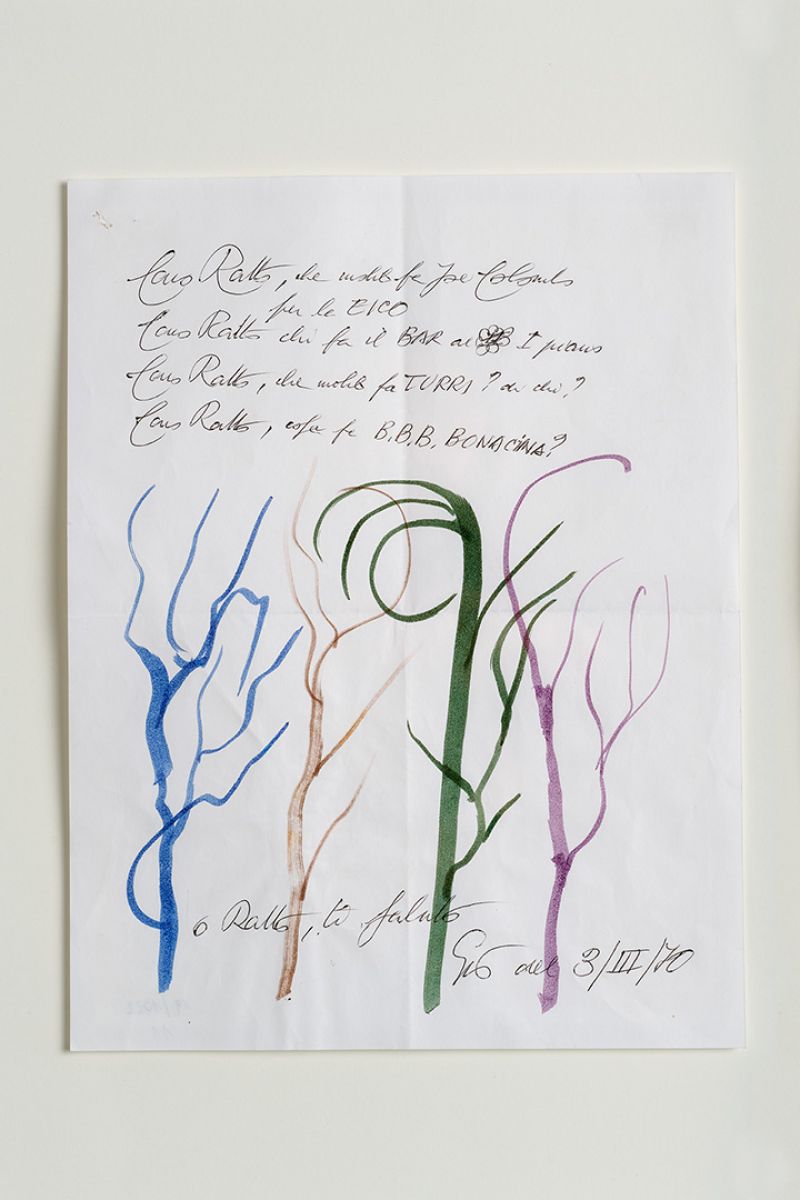 Lettera autografa con disegni policromi Gio Ponti pic-3