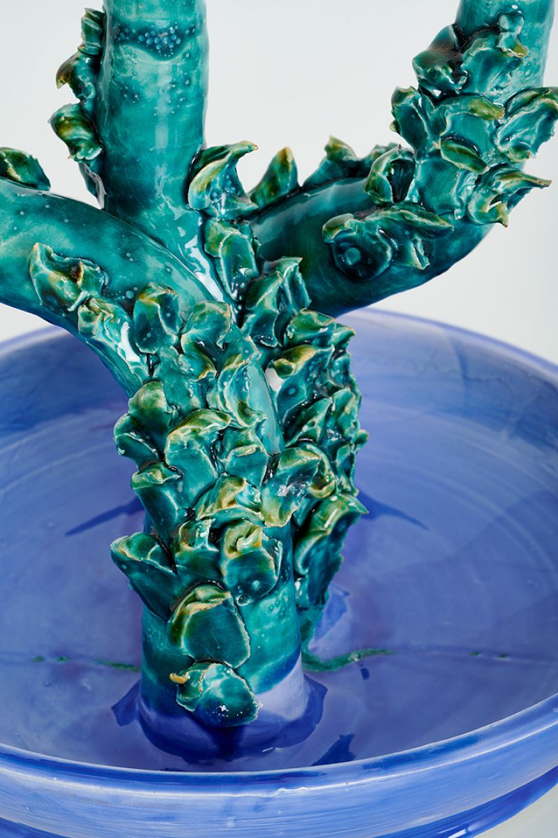 Artichoke Candleholder (three heads cobalt, green and pink ) Lola Montes  pic-5