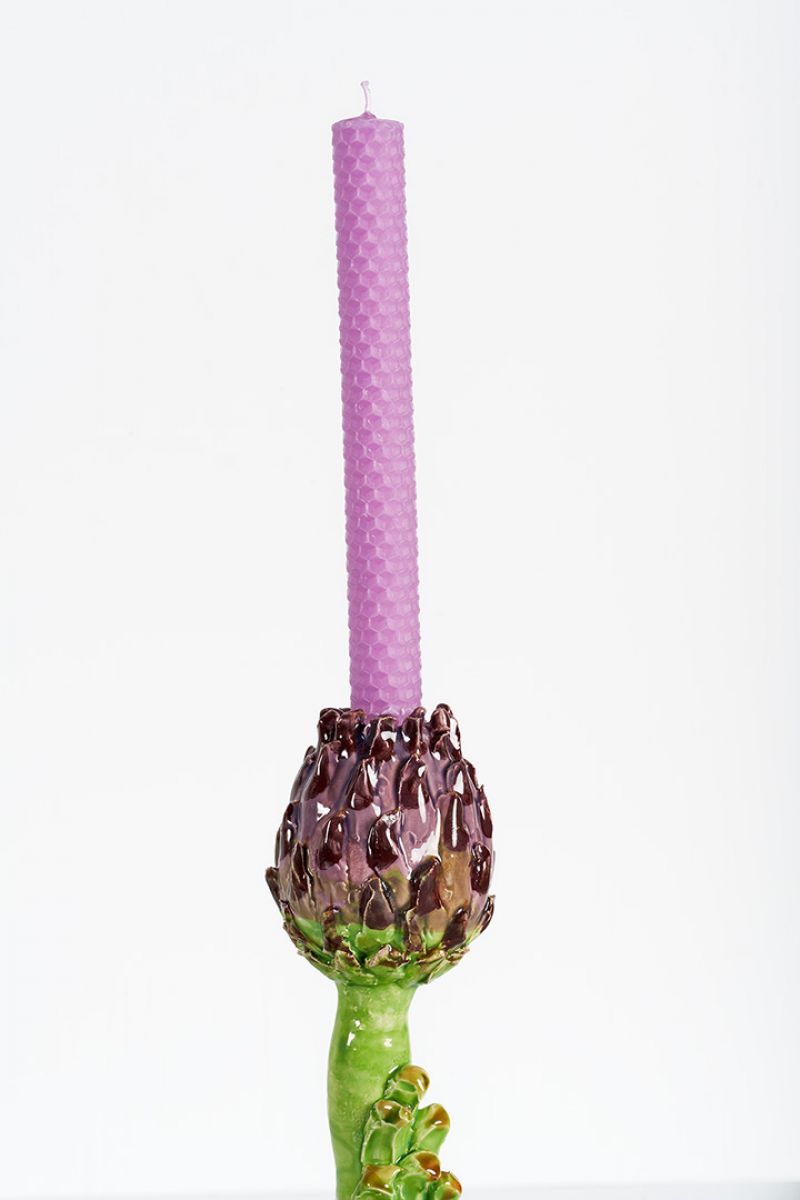 Artichoke Candleholder (small, light green and purple) Lola Montes  pic-4