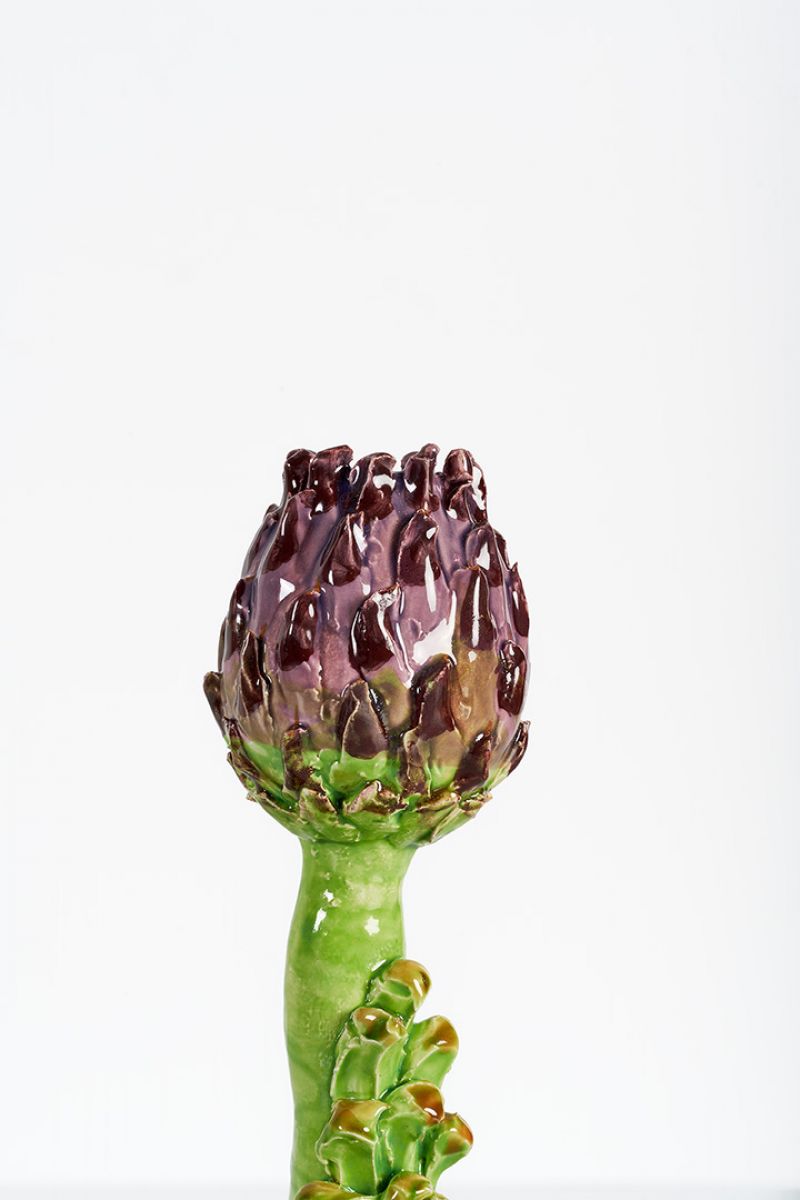Artichoke Candleholder (small, light green and purple) Lola Montes  pic-5