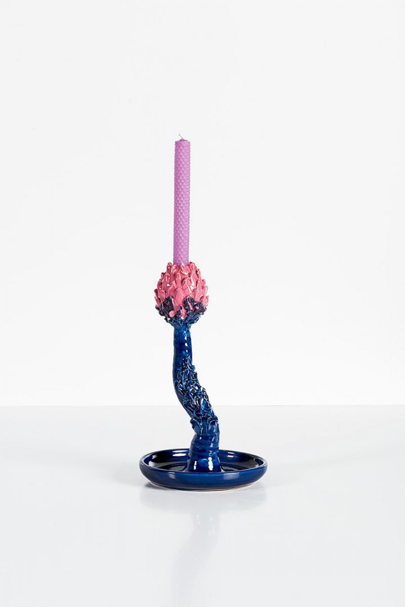 Artichoke Candleholder (pink and blue)  Lola Montes  pic-3