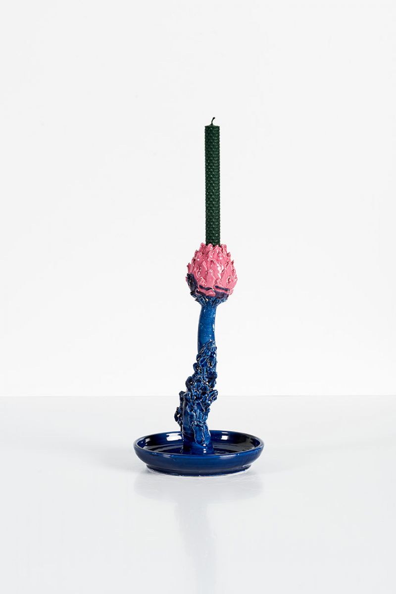 Artichoke Candleholder (pink and blue) Lola Montes  pic-3
