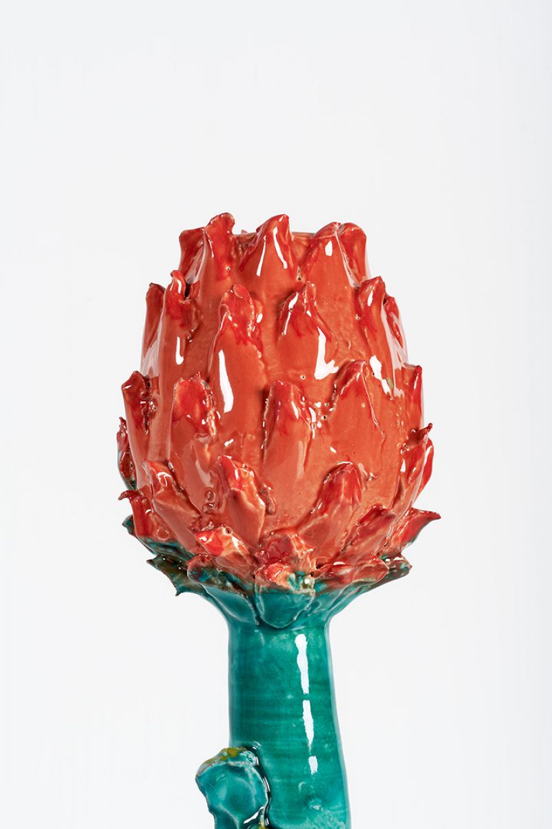 Artichoke Candleholder (green, coral and blue)  Lola Montes  pic-4