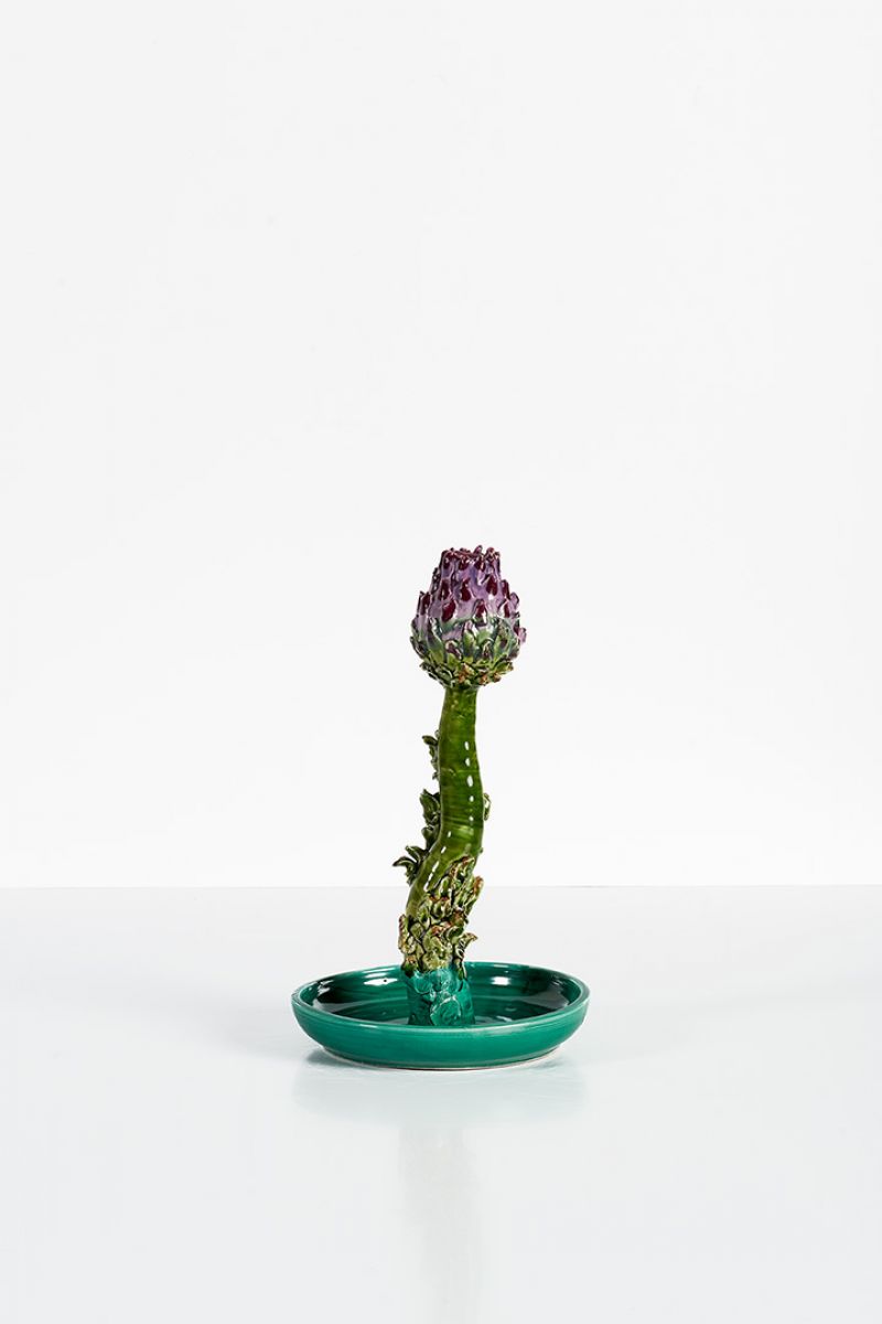 Artichoke Candleholder (big straight, green and purple) Lola Montes  pic-1