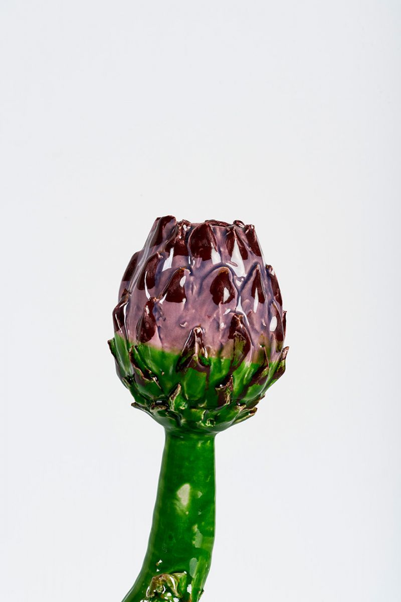 Artichoke Candleholder (big curved, green and purple) Lola Montes  pic-5