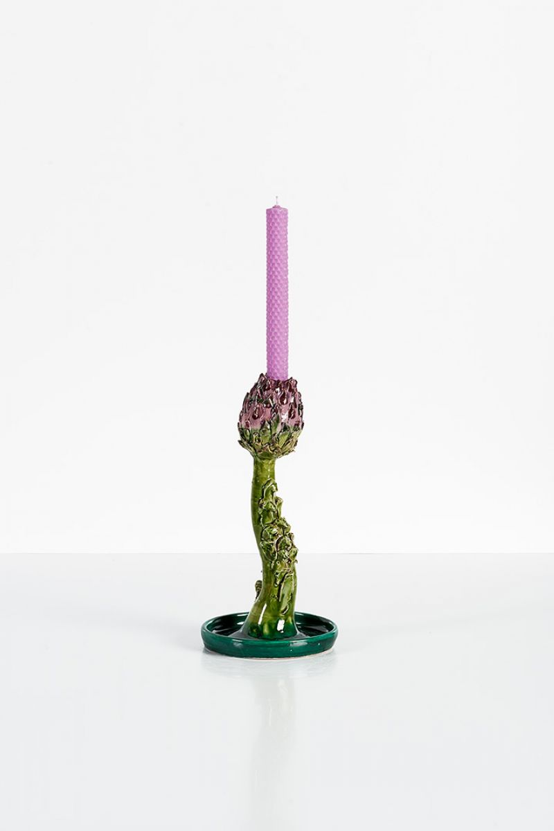 Artichoke Candleholder (small, dark green and purple) Lola Montes  pic-3