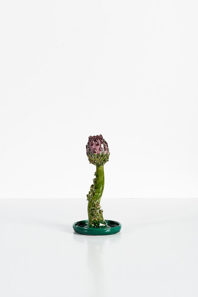 Artichoke Candleholder (small, dark green and purple) Lola Montes  pic-1