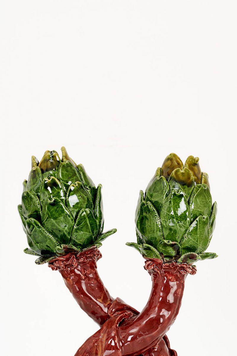 Artichoke Candleholder (2 heades brown, green and white)  Lola Montes  pic-4