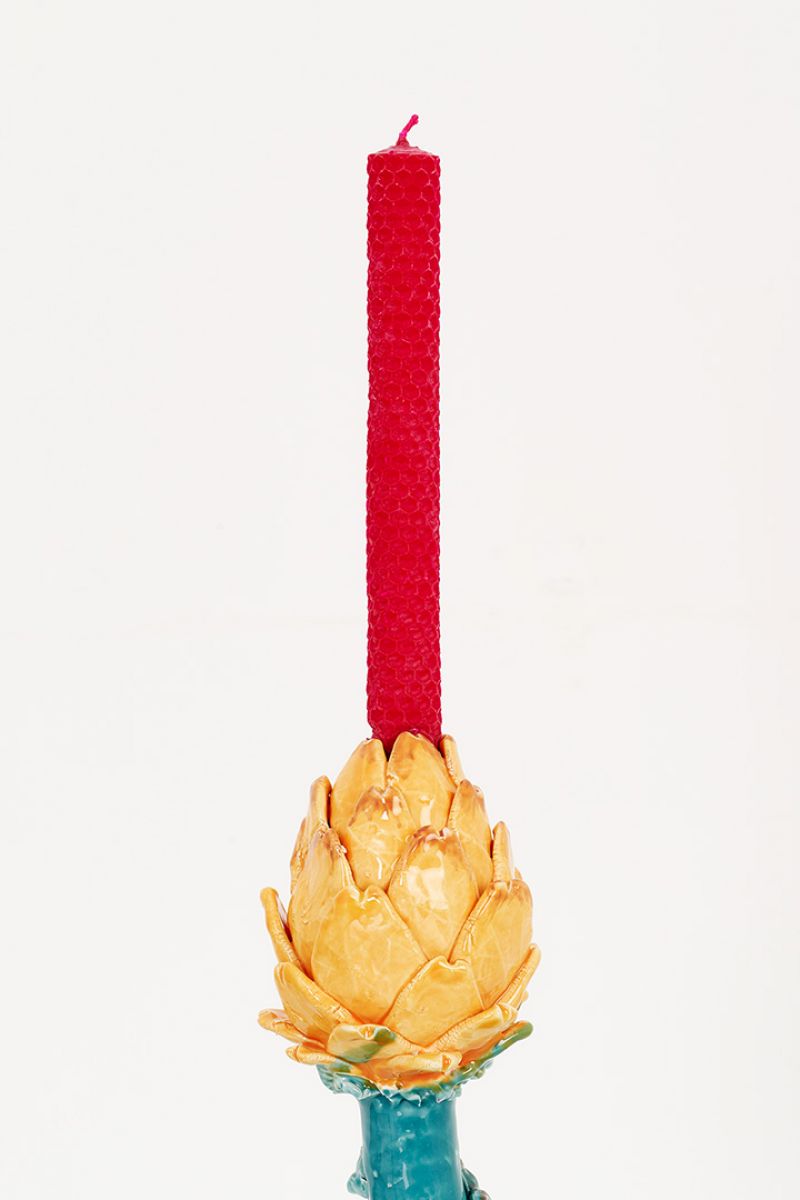 Artichoke Candleholder  (marigold and sage)  Lola Montes  pic-4