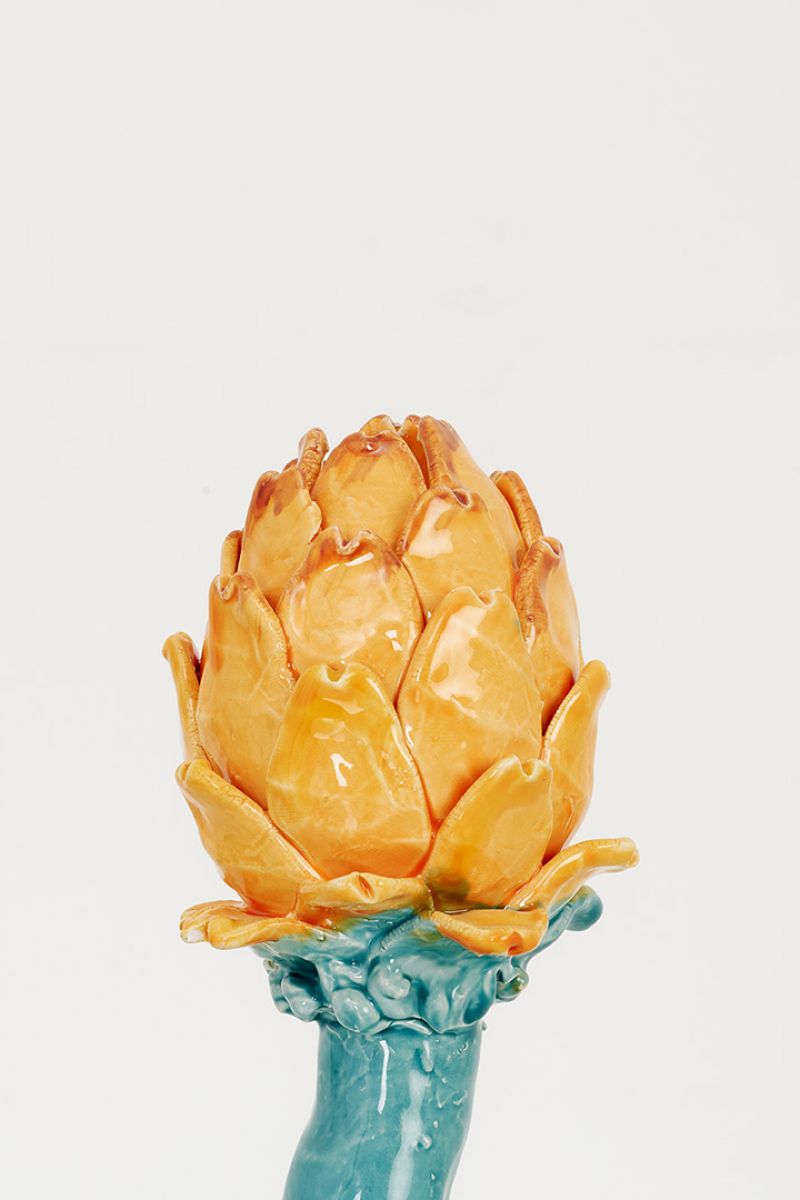 Artichoke Candleholder (marigold and sage)  Lola Montes  pic-4