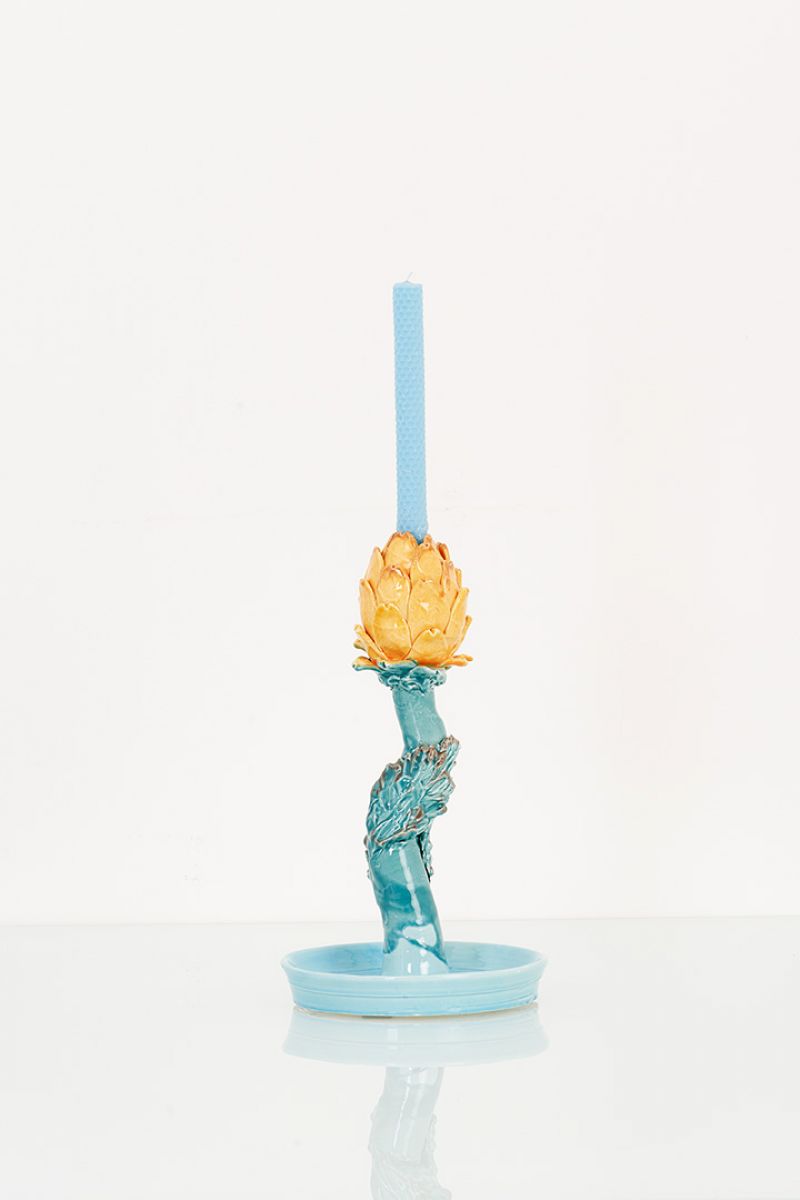 Artichoke Candleholder (marigold and sage)  Lola Montes  pic-3