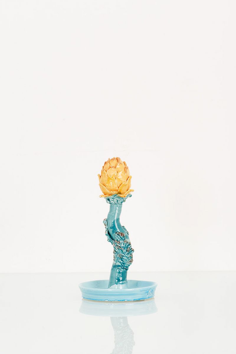 Artichoke Candleholder (marigold and sage)  Lola Montes  pic-1