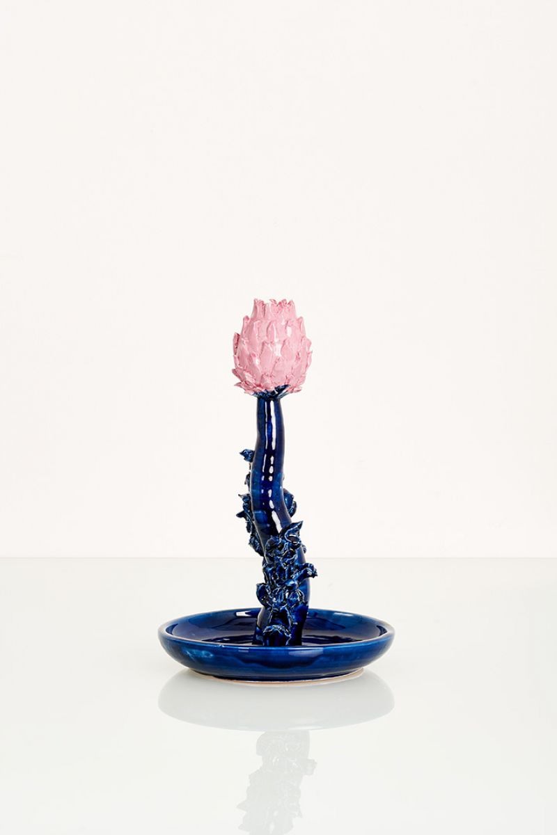 Artichoke Candleholder  (pink and blue) Lola Montes  pic-1
