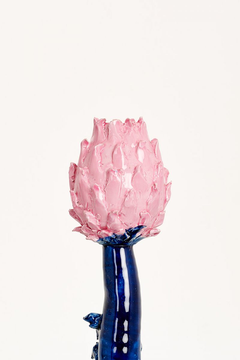 Artichoke Candleholder  (pink and blue) Lola Montes  pic-4