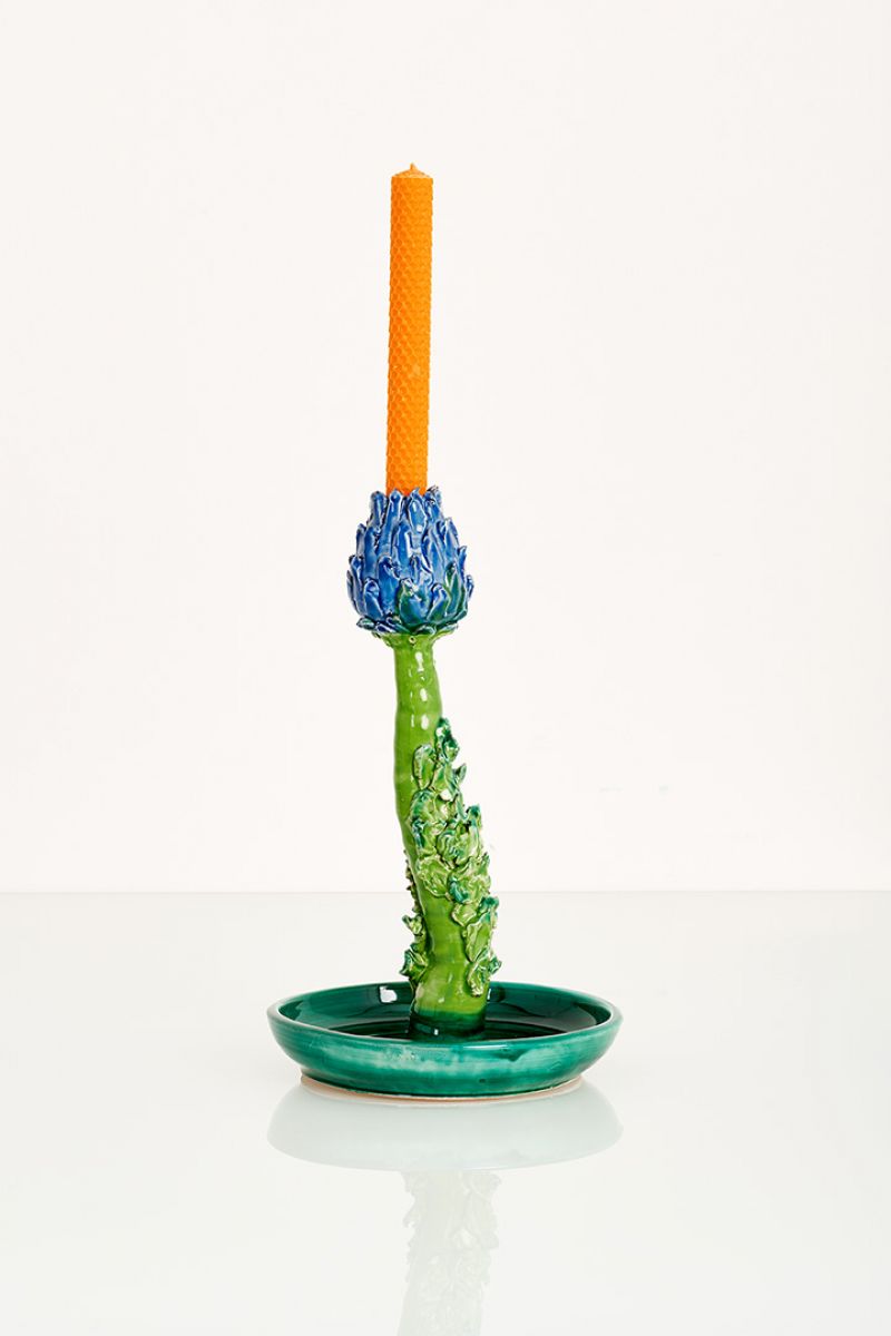  Artichoke Candleholder (blue, aquamarine and dark green) Lola Montes  pic-3