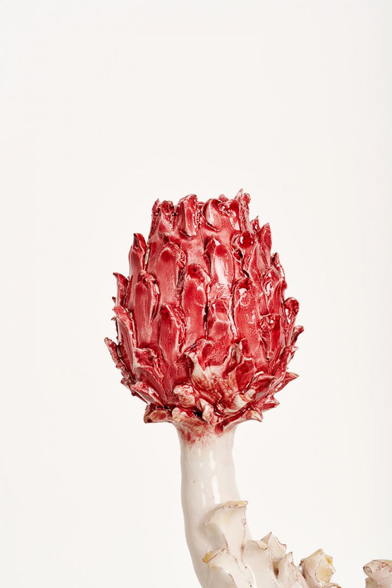 Artichoke Candleholder  (vermillion, ivory white and mustard) Lola Montes  pic-5
