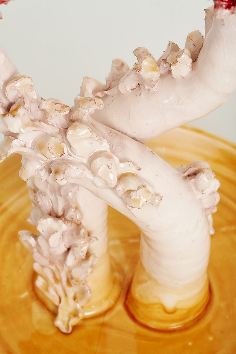 Artichoke Candleholder  (vermillion, ivory white and mustard) Lola Montes  pic-6