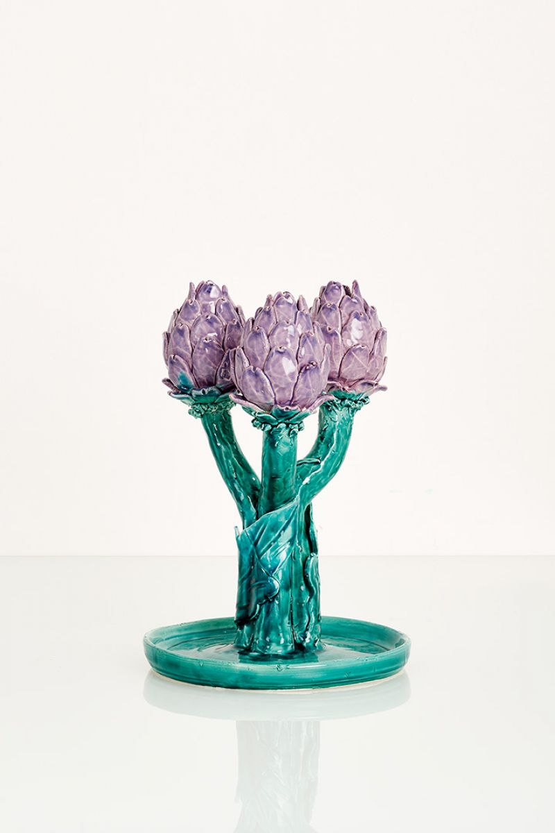 Artichoke Candleholder (violet and green) Lola Montes  pic-1