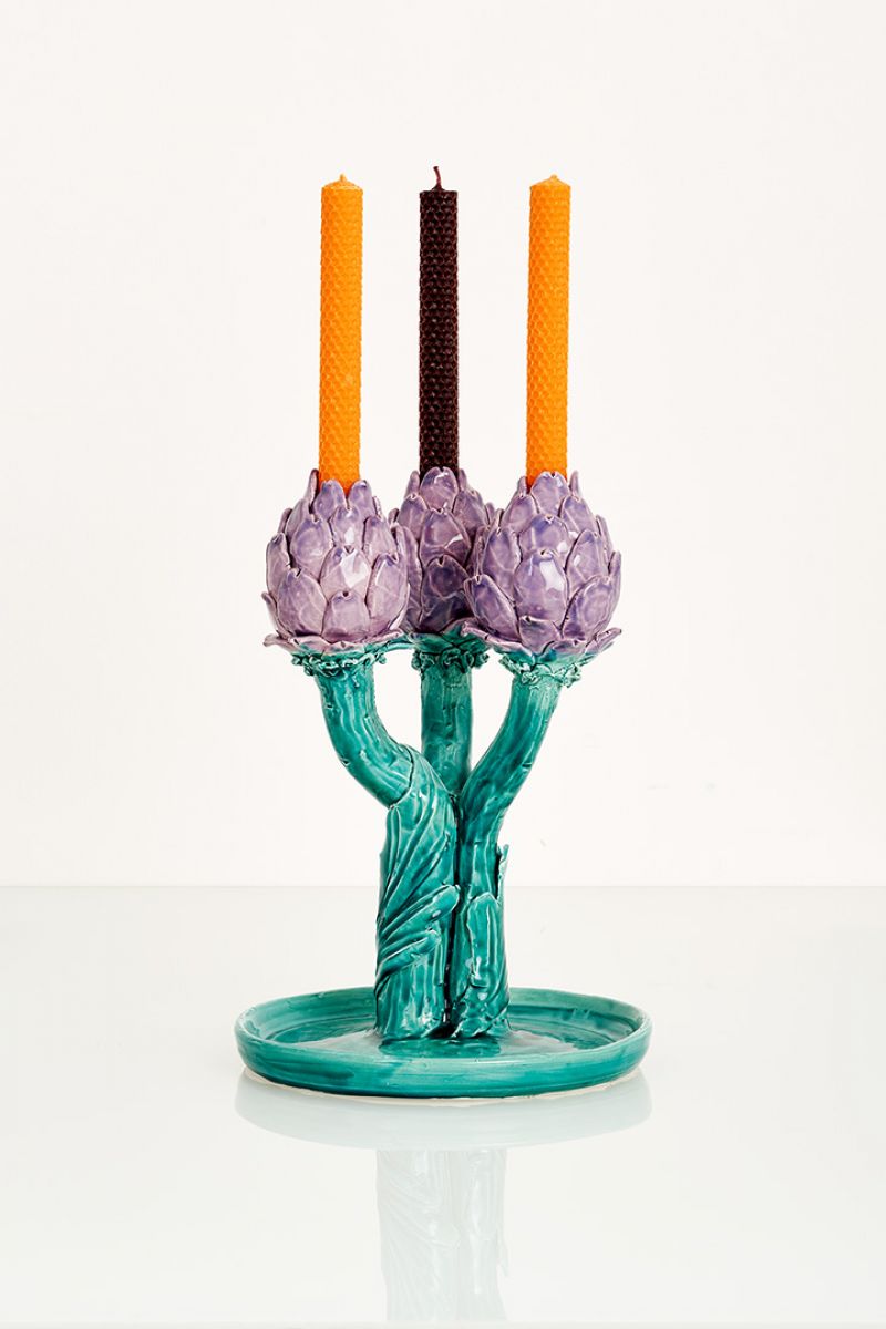 Artichoke Candleholder (violet and green) Lola Montes  pic-3