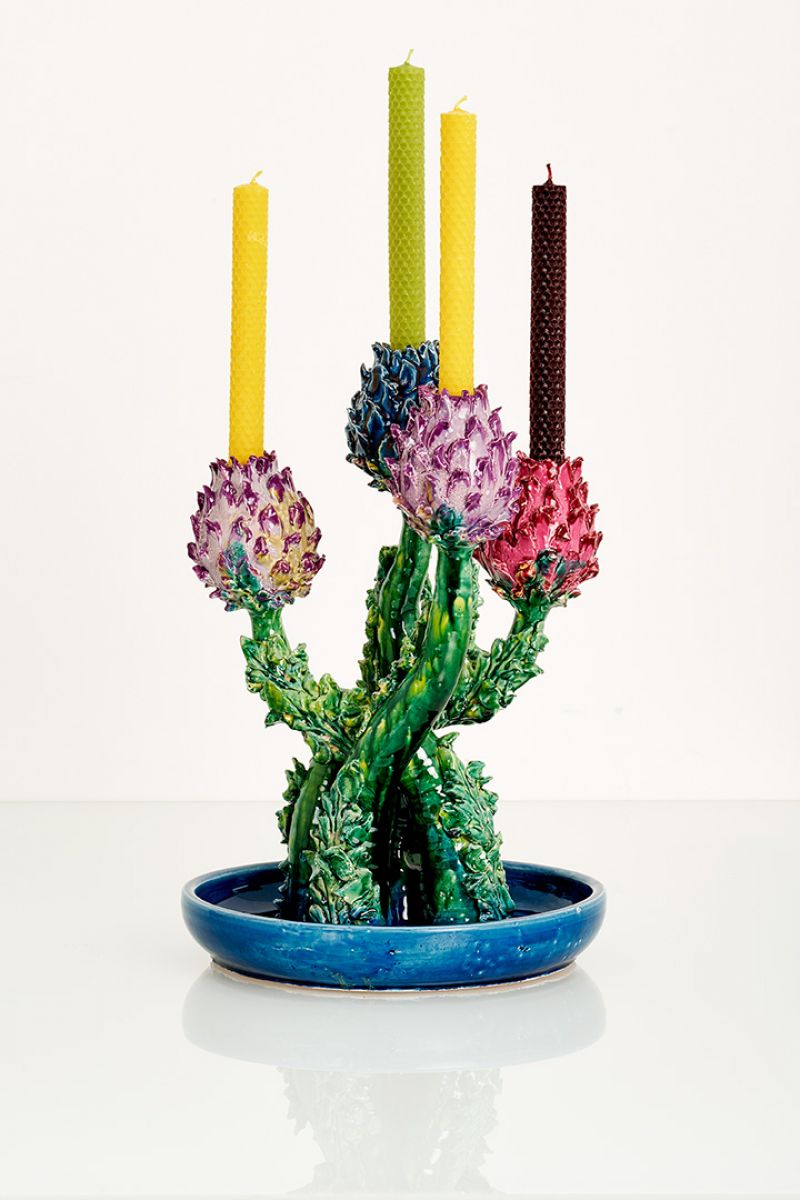 Artichoke Candleholder (violet, blue and magenta) Lola Montes  pic-3