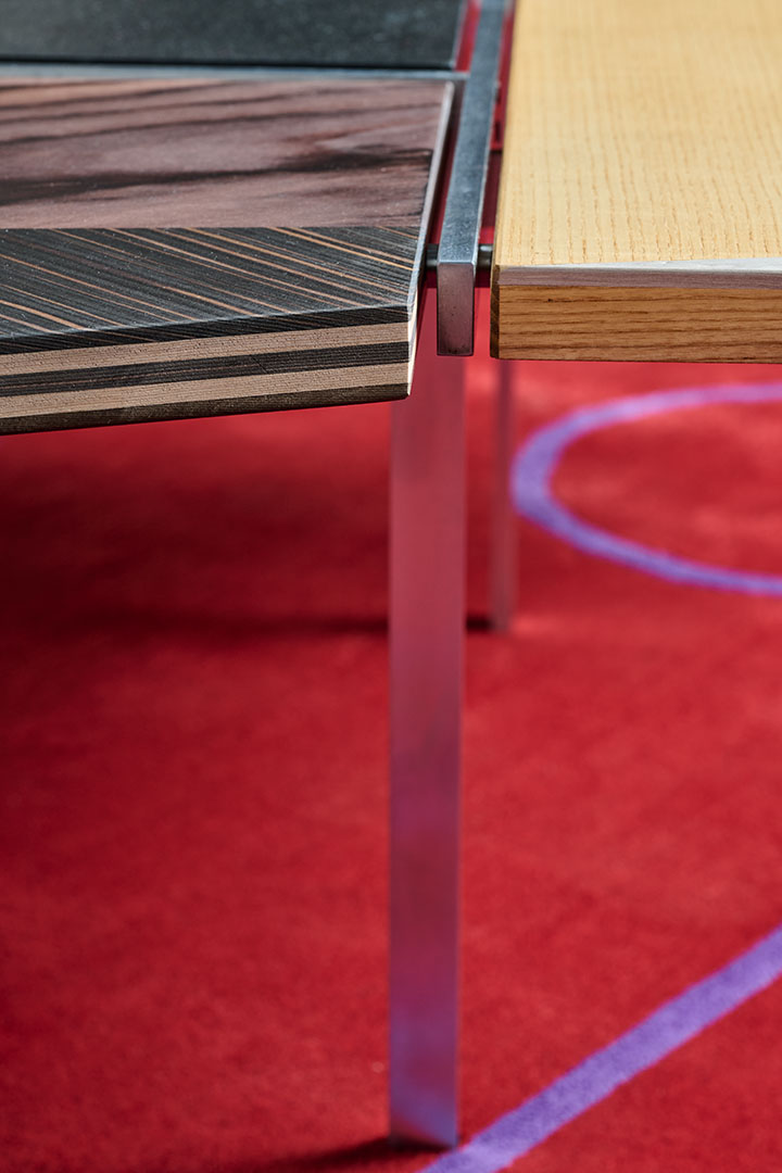 Low table Postforma Fabricius. Designed by Fabricius & Kastholm. Redesigned by Martino Gamper.