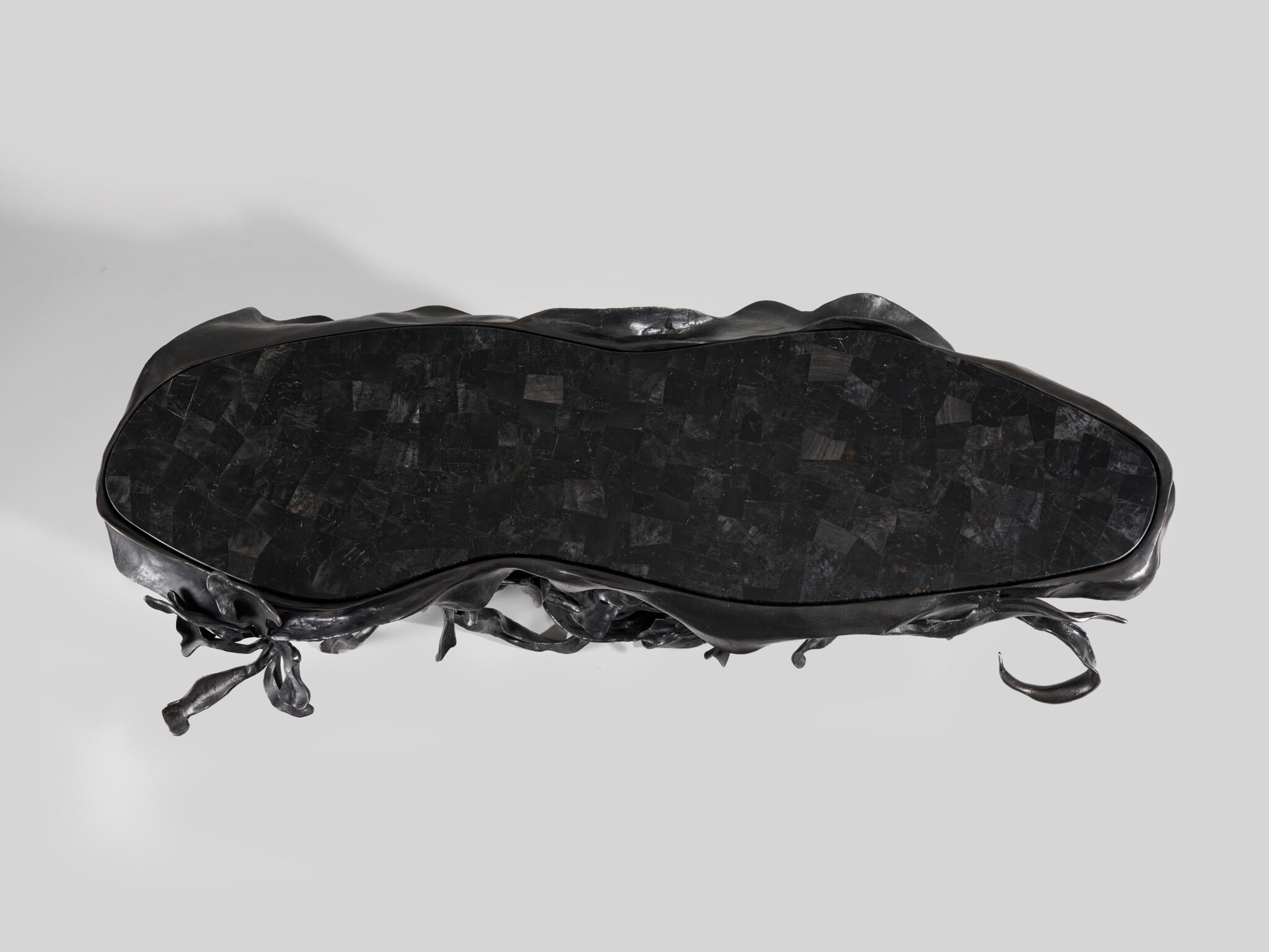 Console Bagh designed by Vikram Goyal. Top view of the Black Portoro Marble