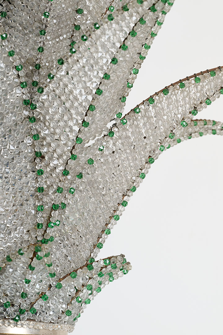 Vintage Ceiling lamp designed by SIlvano Brunelli, view 6 (detail of the crystal and glass beads)